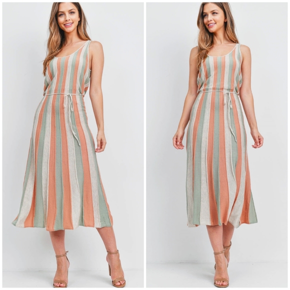 FEW LEFT❗️VERY J Vintage Chic Blue Knitted Midi Dress - Picture 7 of 8